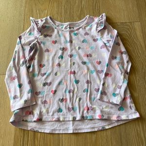 Jumping Brans Girls Long Sleeve Shirt Ruffle Sleeve Lavender Hearts Print 4T